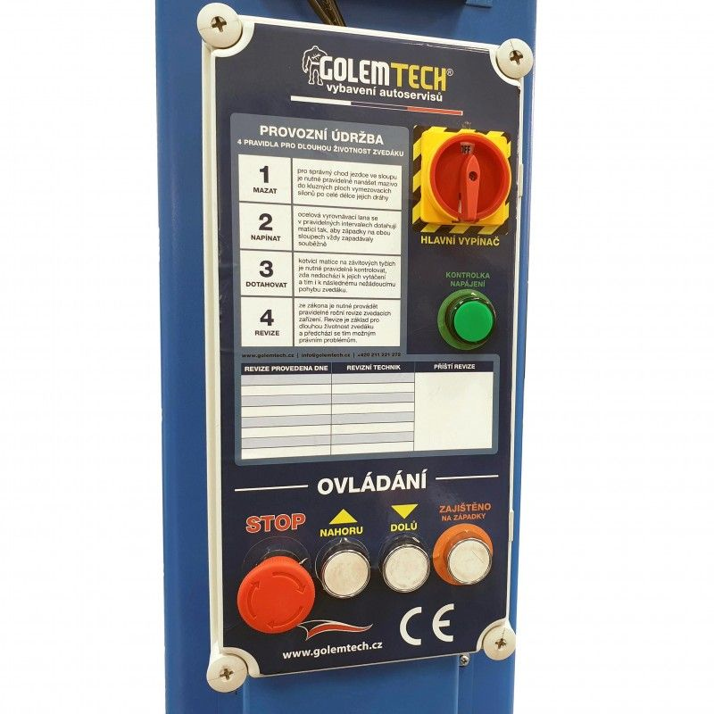 Sloupový zvedák GolemTECH, 2-sloupový zvedák 4t PROFI