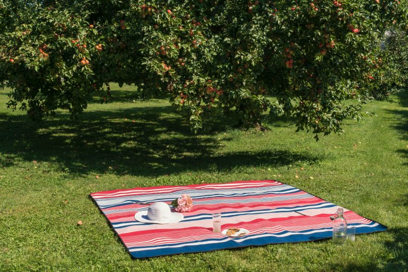 Walser XXL cestovní deka s voděodolnou podložkou - skládací plážová modrá/červená 200 x cm