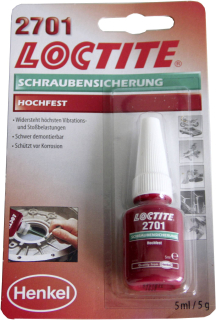 Zajišťování pomocí šroubů LOCTITE, LOCTITE 2701 BC 5ML DE - 5ML LOCTITE 2701 -Zajišťovač šroubů VP zelený